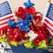 Glitzhome® 14" Patriotic Americana Hydrangea Metal Wagon Centerpiece
